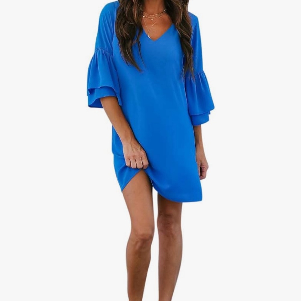 BELONGSCI Women’s Medium Blue Summer Mini Dress